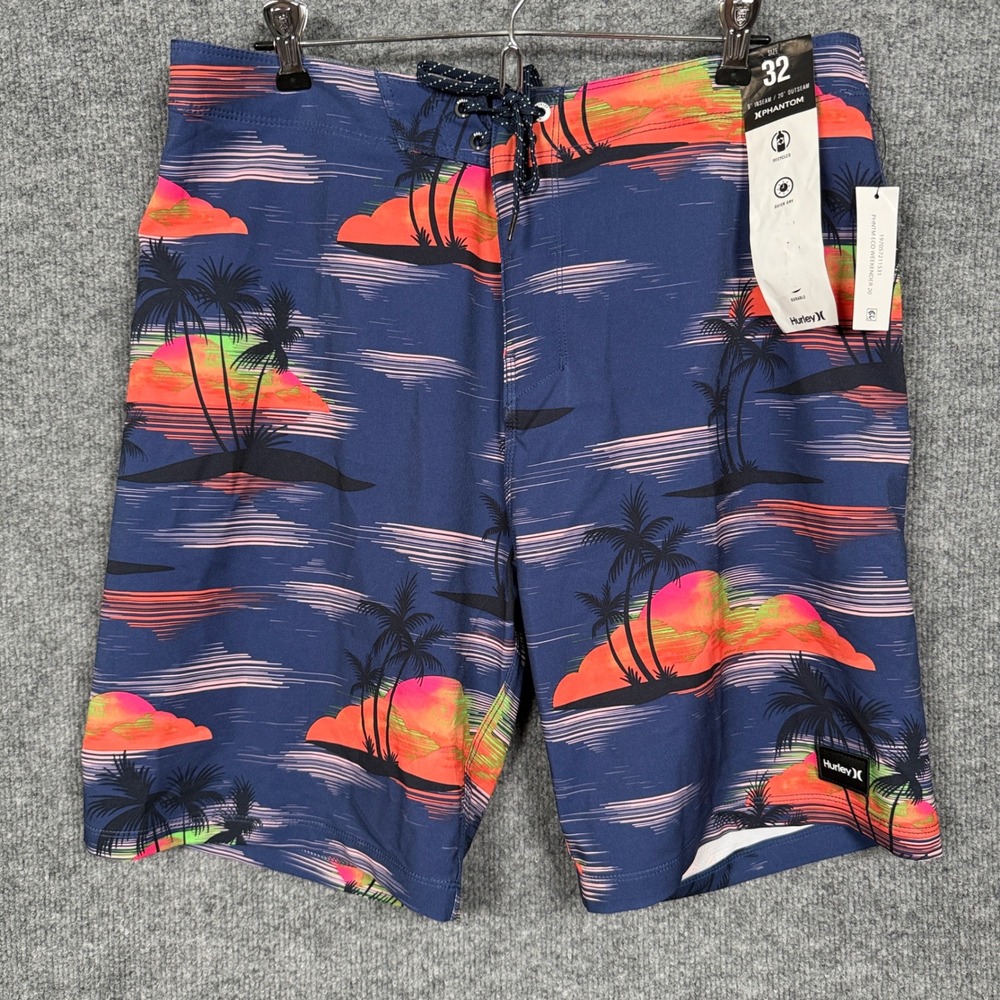 New Hurley Phantom‎ Mens Sz 32 Tropical Board Shorts Orange Blue Swim Surf Beach